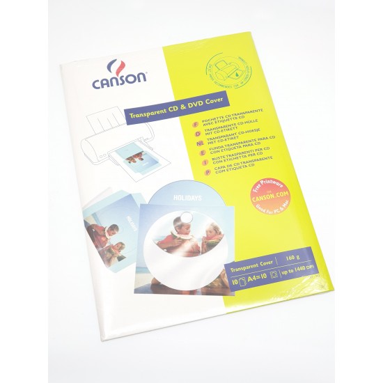 ورق طابعة ملونة CD + ظرف شفاف للسي دي  160 غم 10و CANSON