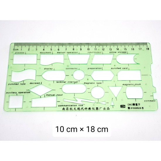 مسطرة ستانسل اشكال هندسية 10 سم * 18 سم