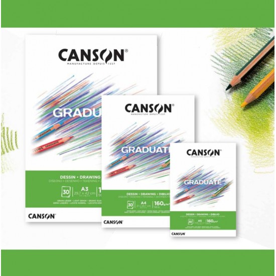 دفتر رسم جريدويت ديزاين مصمغ 160غم 30 ورقة CANSON